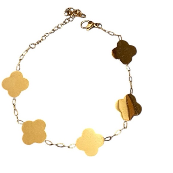 JY 18k yellow gold plated 5 clover leaf bracelet - Picture 6 of 7